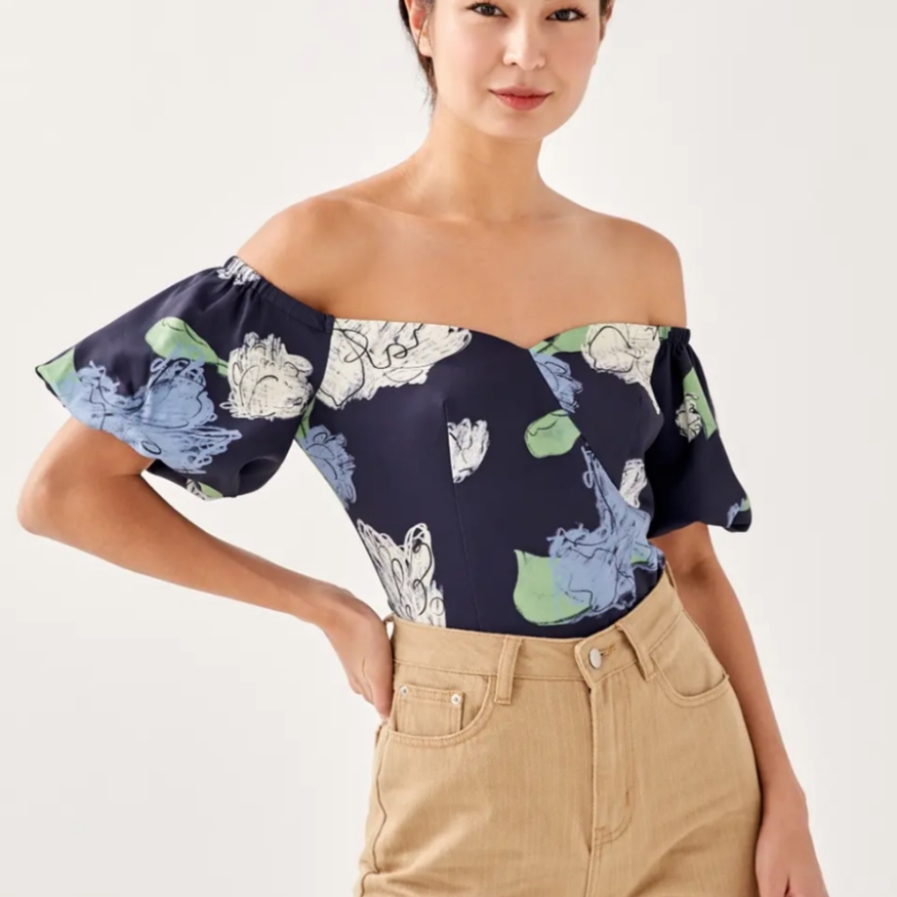 Cielo Puff Sleeve Off Shoulder Top Blouse